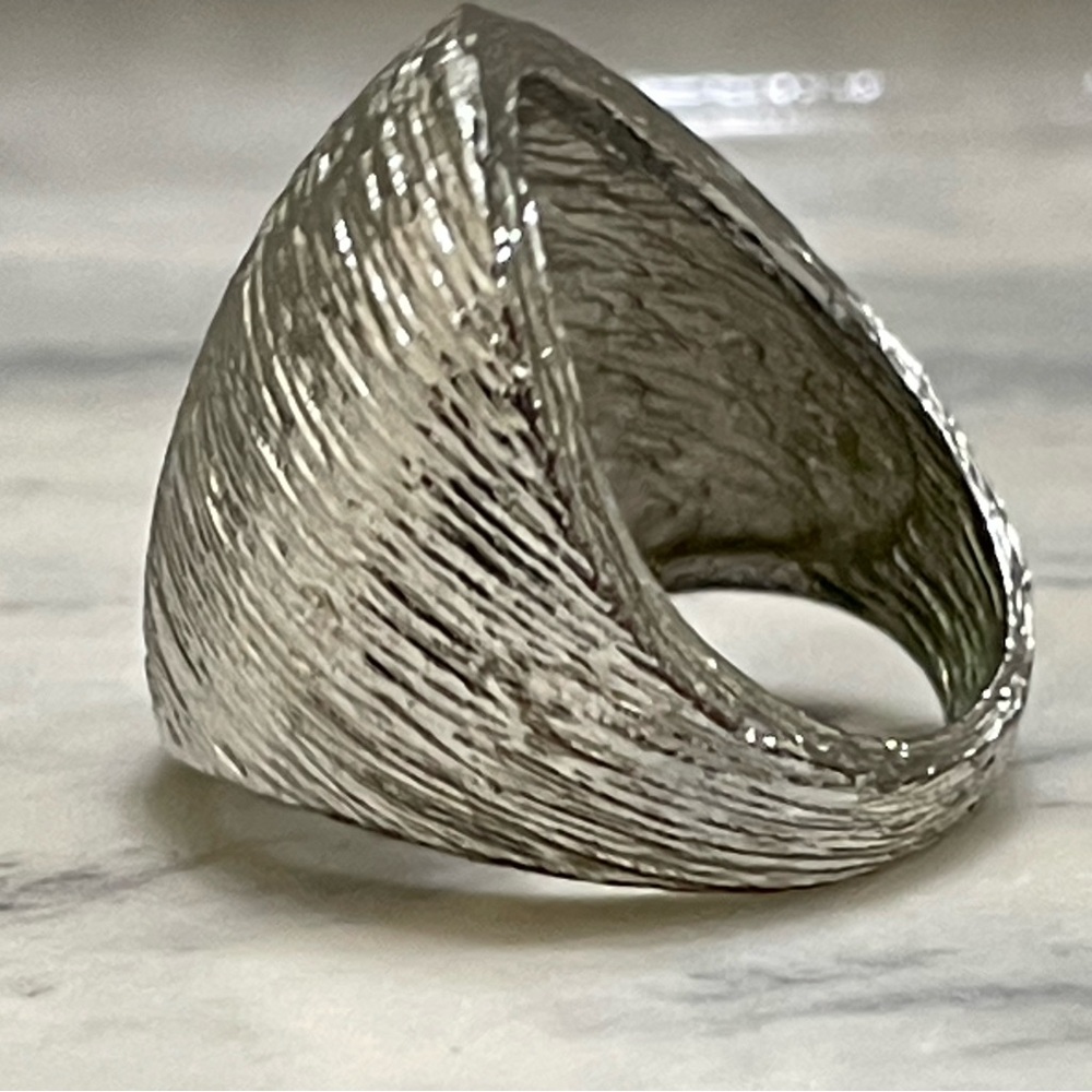 Textured Silver Tone Statement Ring Chunky Modern… - image 6